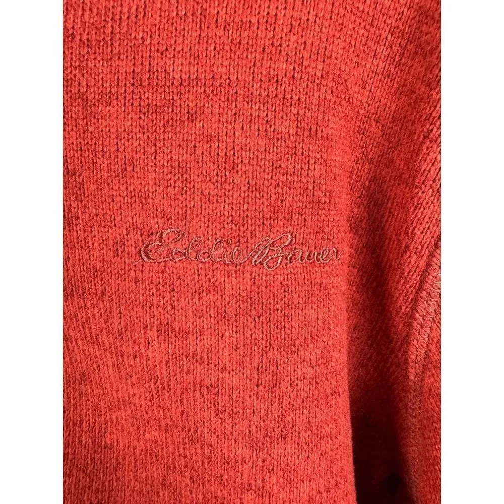 EDDIE BAUER brown terracotta 1/2 zip knit men's sweater pullover XL NWOT